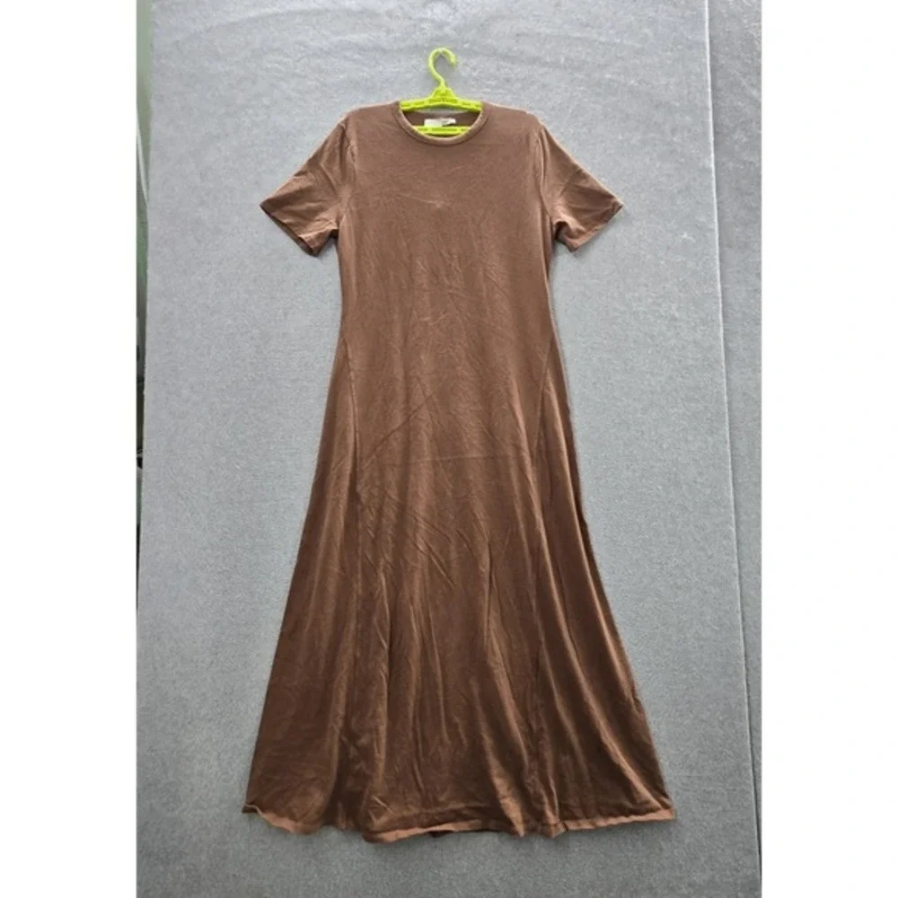 VINTAGE Abercrombie & Fitch Women Dress‎ LT Brown Maxi Short Sleeve Y2K